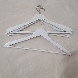 4 White Wooden Hanger Coat Garment Clothes Trouser Suit Wardrobe Wood Hangers